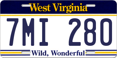 WV license plate 7MI280