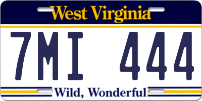 WV license plate 7MI444