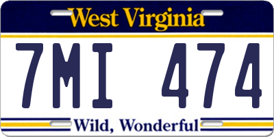 WV license plate 7MI474