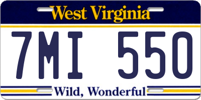WV license plate 7MI550