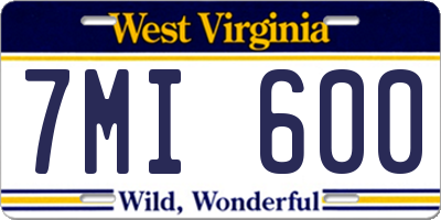 WV license plate 7MI600