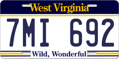 WV license plate 7MI692