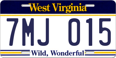 WV license plate 7MJ015