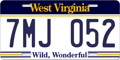 WV license plate 7MJ052