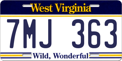 WV license plate 7MJ363