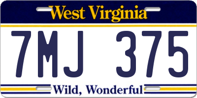 WV license plate 7MJ375