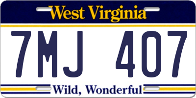 WV license plate 7MJ407