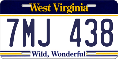 WV license plate 7MJ438