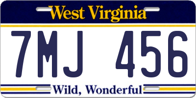 WV license plate 7MJ456