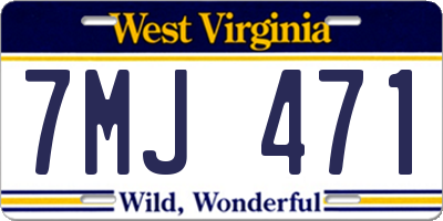 WV license plate 7MJ471