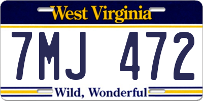 WV license plate 7MJ472