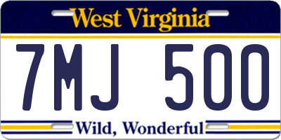 WV license plate 7MJ500