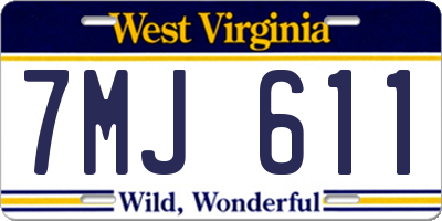 WV license plate 7MJ611