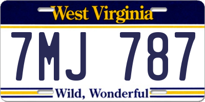 WV license plate 7MJ787