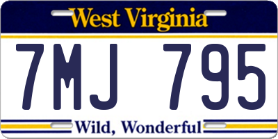 WV license plate 7MJ795