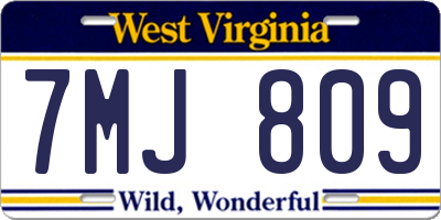 WV license plate 7MJ809