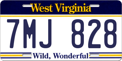 WV license plate 7MJ828