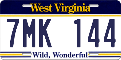 WV license plate 7MK144
