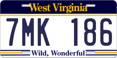 WV license plate 7MK186