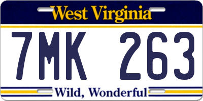 WV license plate 7MK263
