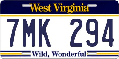 WV license plate 7MK294