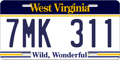 WV license plate 7MK311
