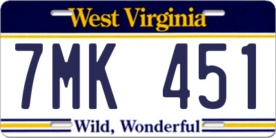 WV license plate 7MK451