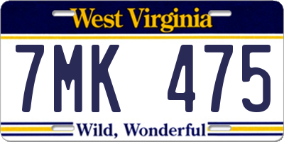 WV license plate 7MK475