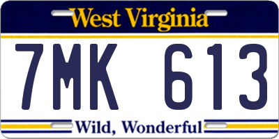 WV license plate 7MK613