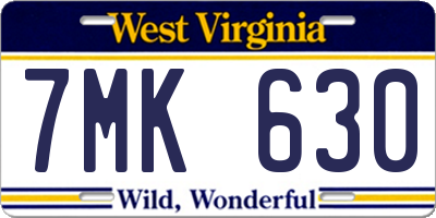 WV license plate 7MK630