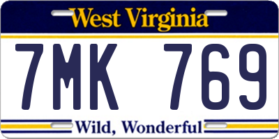 WV license plate 7MK769