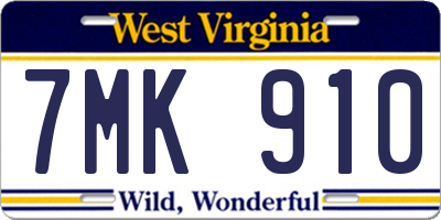 WV license plate 7MK910