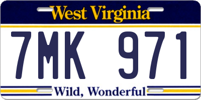 WV license plate 7MK971
