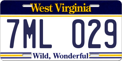 WV license plate 7ML029