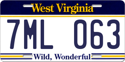 WV license plate 7ML063
