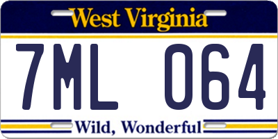 WV license plate 7ML064