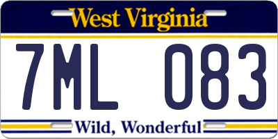 WV license plate 7ML083