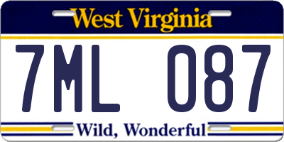 WV license plate 7ML087