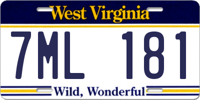 WV license plate 7ML181