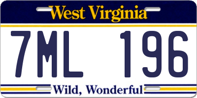 WV license plate 7ML196