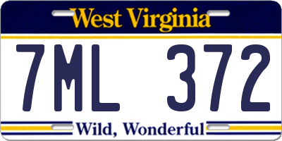 WV license plate 7ML372