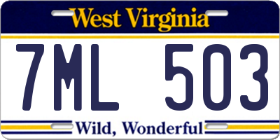 WV license plate 7ML503