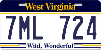 WV license plate 7ML724