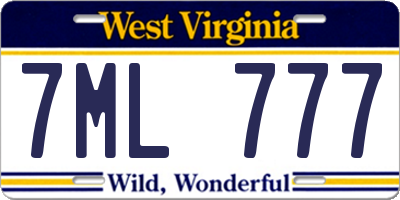 WV license plate 7ML777