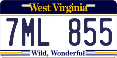 WV license plate 7ML855