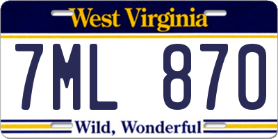 WV license plate 7ML870