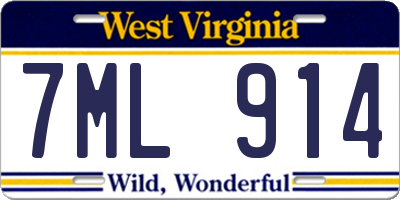 WV license plate 7ML914