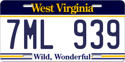 WV license plate 7ML939