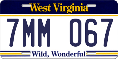 WV license plate 7MM067