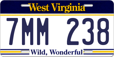 WV license plate 7MM238